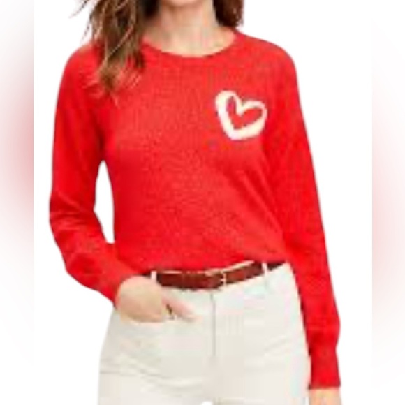 Talbots Red Sweater with Heart Design - Picture 1 of 9